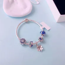 Весна DIY 925 пробы серебряный кулон из бисера Клевер сердца Висячие Шарм ПАН браслет