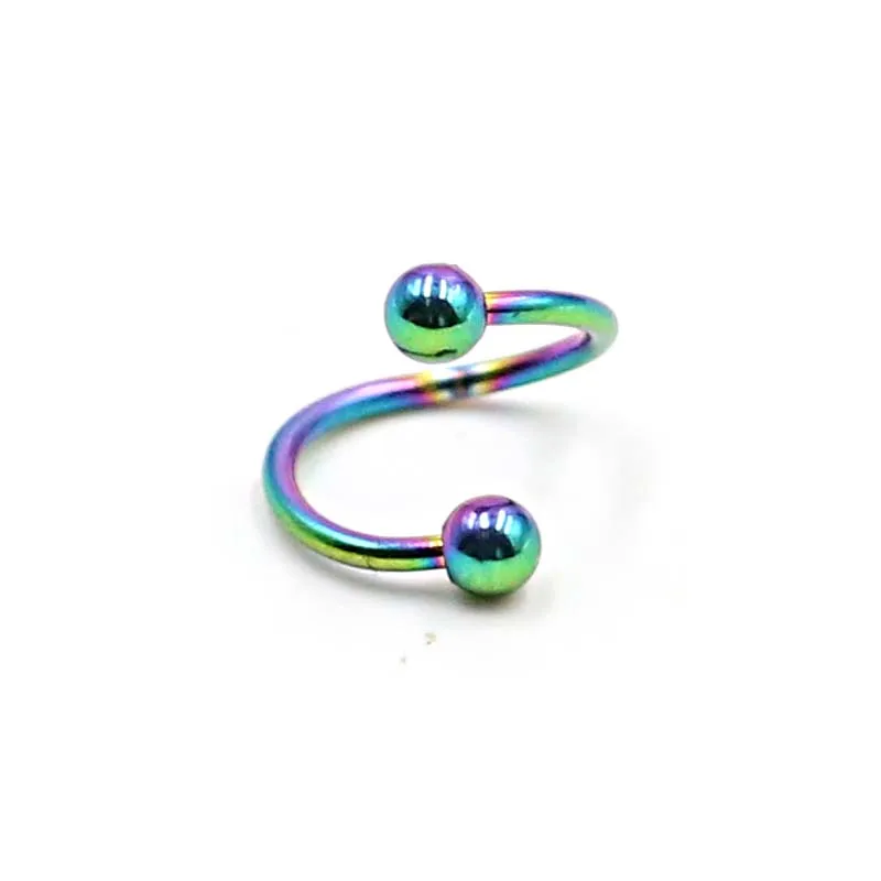 Colorful Ball Пирсинг 2 шт хирургический стальной Нос кольцо Пирсинг ухо серьги спираль Tragus сексуальные ювелирные изделия для тела модные женские аксессуары - Окраска металла: Colorful Ball