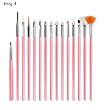 

Limegirl Design Acrylic Nail Art Brush Tools Set For Manicure Painting Drawing Pen Soak Off UV Builder Nail Gel Polish Tool Kit