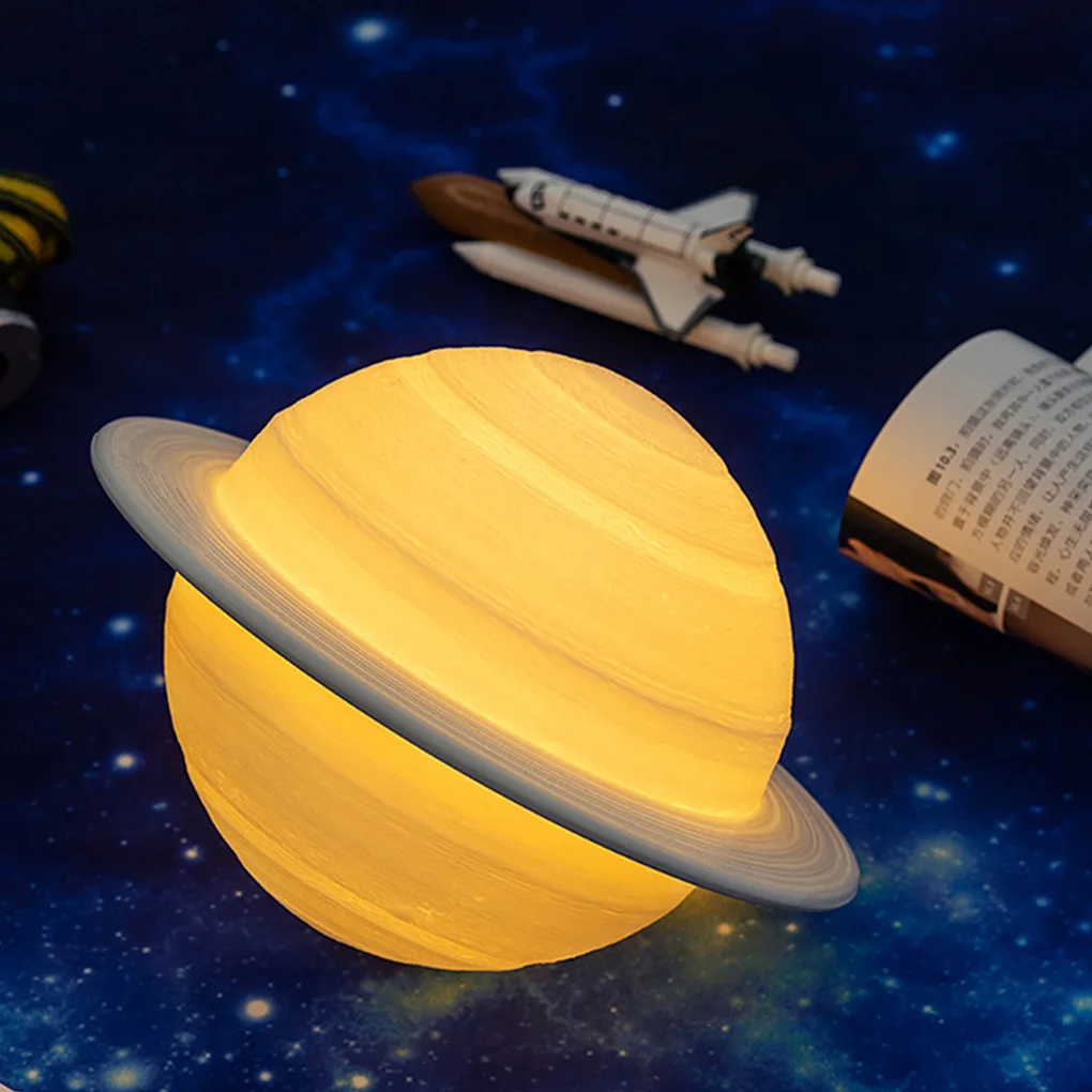 Регулируемая 3 вида цветов 3D Сатурн Ночная лампа для спальни гостиной тумбочка