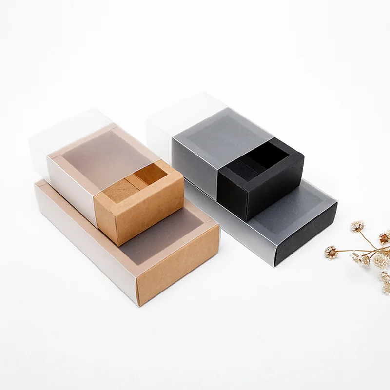 100Pcs/Lot Frosted PVC Cover Kraft Paper Drawer Boxes DIY Handmade Soap Craft Jewel Box for Wedding Party Gift Packaging | Дом и сад
