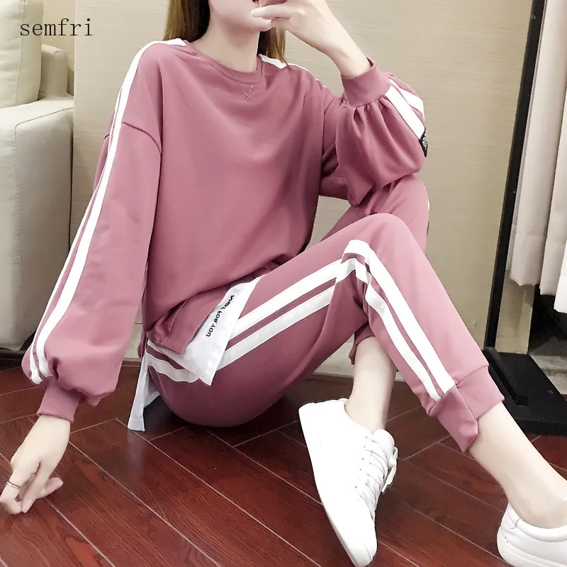 

Semfri Cotton Plus Size Womens Tracksuit 2020 Spring Autumn Sweatshirt Two Piece Set Female Loose Style Casual Sweatsuit