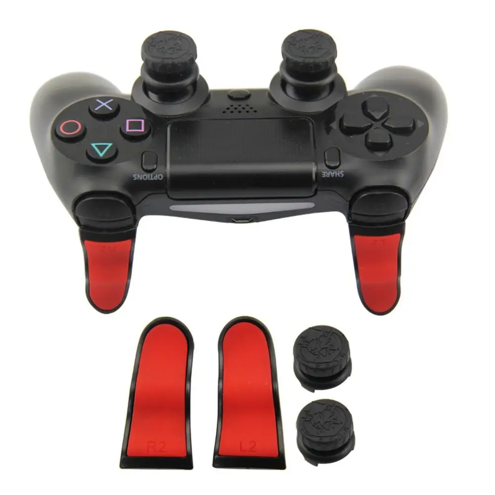 

11 4pcs L2 R2 Trigger Extenders Buttons Thumbstick Caps Kit for PS4 Controller Gamepad Accessory Silicone Thumb Stick