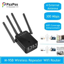 

PzzPss Wireless M-95B Repeater Wifi Router 300M Signal Amplifier Extender 4 Antenna Router Signal Amplifier For Office Home