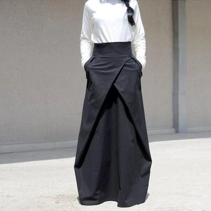 Faldas elegantes negras de talla grande para boda, faldas largas de satén, de cintura alta, a moda, plisadas y personalizadas|Faldas| - AliExpress