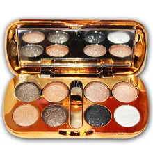 

High Qual Glitter Eyeshadow with Brush Face Makeup Cosmetics Shiny Eye Shadow Palette 8 Colors Eyeshadow for Makeup