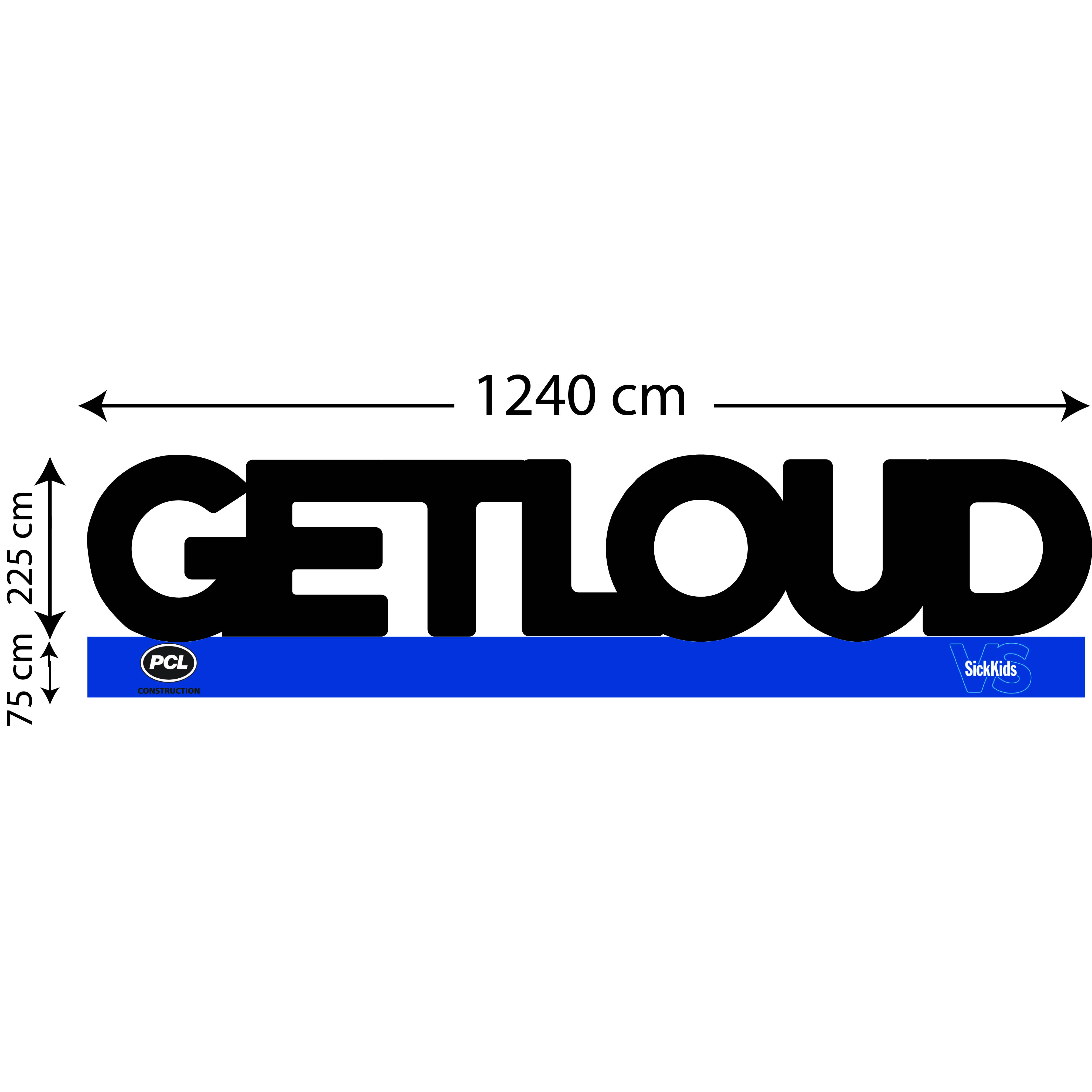 

custom made GETLOUD word inflatable 12.40m x 3.00m, giant inflatable brand board models
