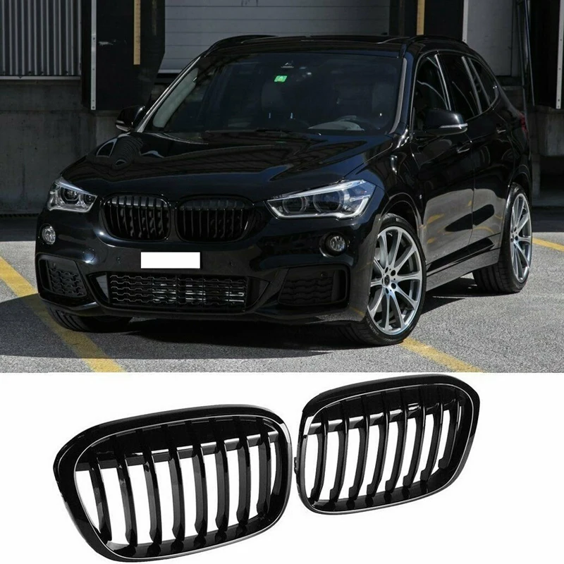 

Gloss Black Front Bumper Kidney Grill Grilles for BMW X1 F48 F49 2016-2019 51117383363 51117383364