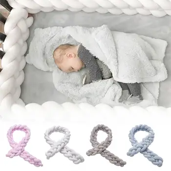 

2M Knot Soft Baby Bed Bumper Crib Pad Protection Bedding for Infant Cotton Colorful Pillow Bumpers For Baby Room Decoration