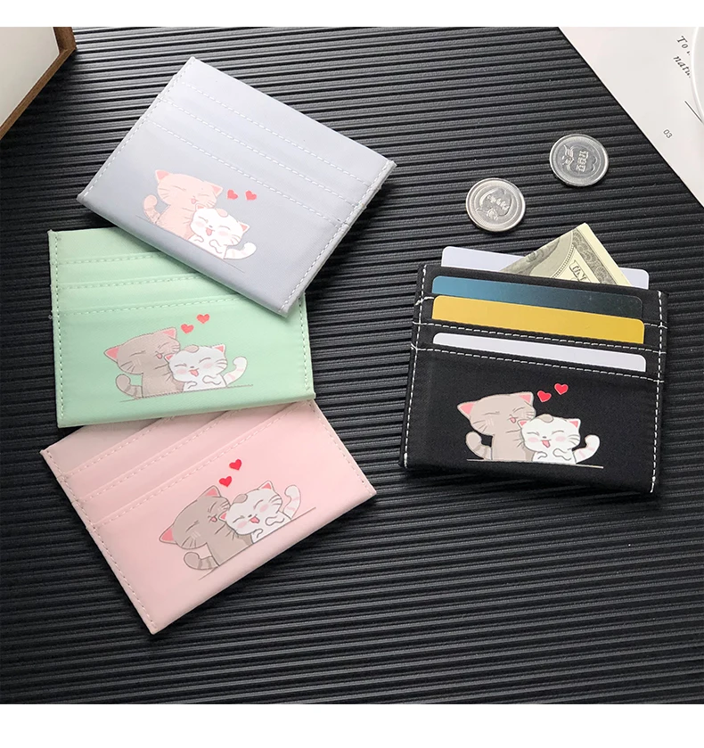 Приложение блог мультфильм милые кошки Модные женские ID Кредитные карты держатель чехол Обложка для паспорта карты сумка мини маленький тонкий кошелек для монет