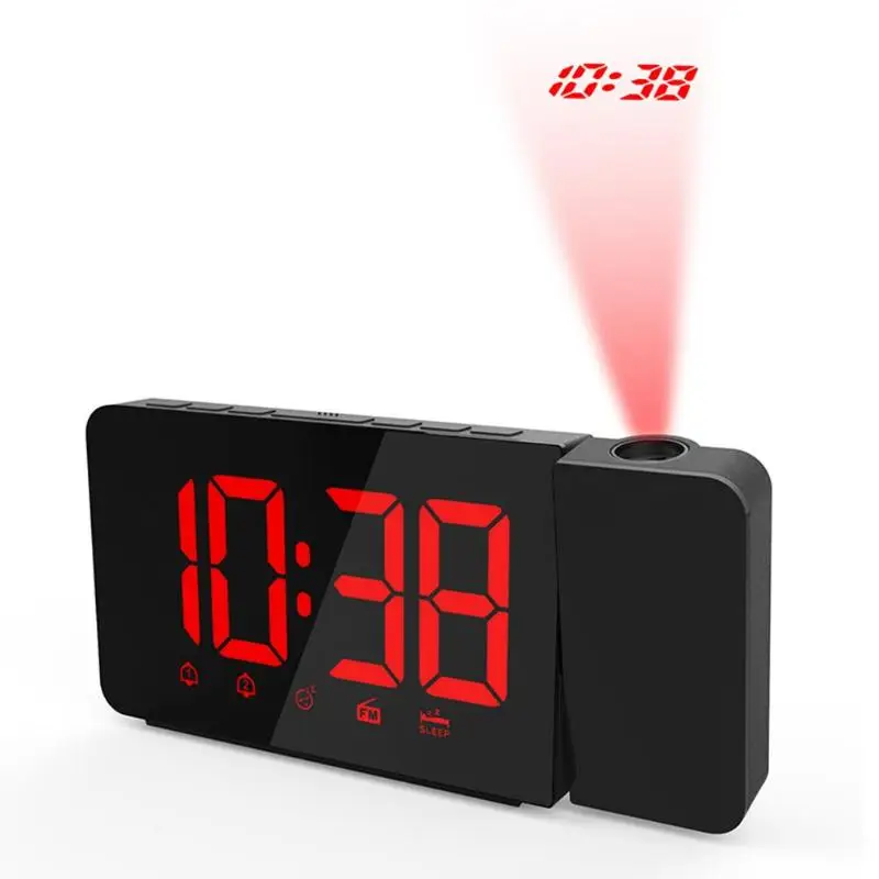 Проекции светодиодный Будильник с зеркалом с термометр откладывает Функция электронные настольные часы Wake Up бордовый мульти Функция al проектор Настольные Цифровые «Умные» часы Спальня больших временных, домашний - Цвет: Red