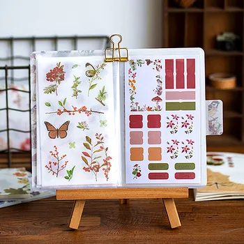 

8 pcs Vintage Plant Stickers Novelty Fall Storage Book Sticker for Diy Scrapbooking Decoration Bullet Journal Stationery Gifts