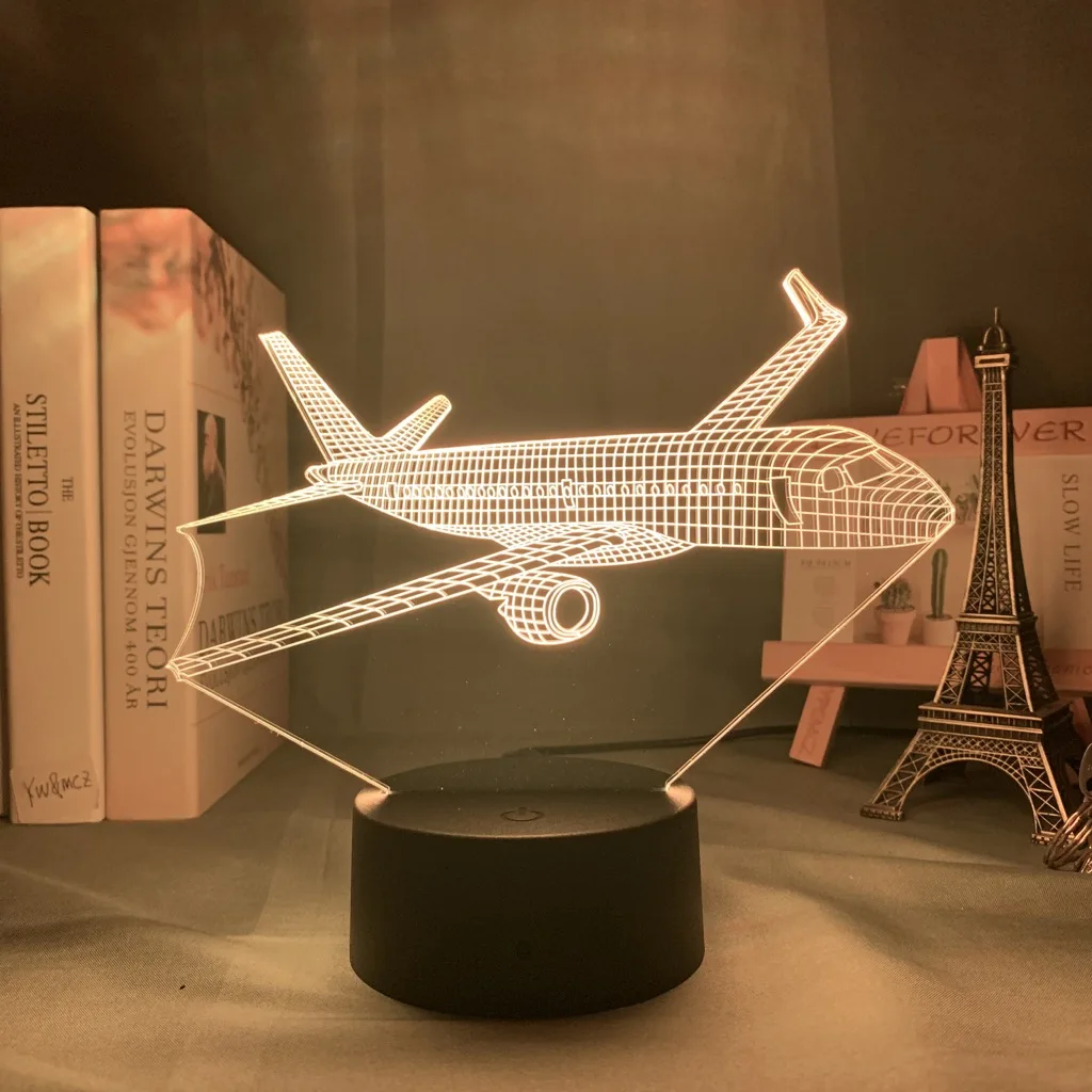 Акриловая Настольная лампа с 3d иллюзией ночник для самолета детской комнаты