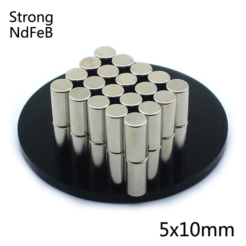 10Pcs 5x10mm N35 Neodymium Magnet Mini Disc Dia 5mm x 10mm Strong Powerful Round Cylinder magnetic magnets wholesale 5*10