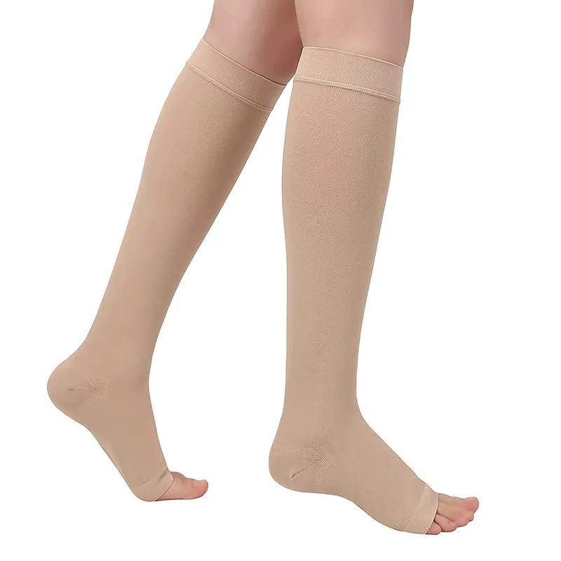 

1 Pair Varicose Veins Medical Compression Stockings 23-32mmHg Pressure Level 2 Serious Calf Leg Slimming Socks Open / Close Toes