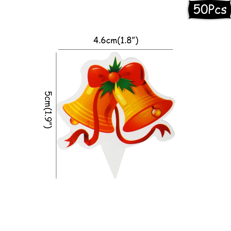 50 шт. бумажные топперы для торта Рождественский Санта-Клаус снеговик новогодняя елка рождественский капкейк десерт украшения - Цвет: 1