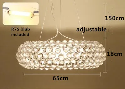 Современные акриловые подвесные светильники для гостиной светильник для столовой Foscarini Caboche прозрачный акрил подвесной светильник блеск светильник - Цвет корпуса: D65cm Pendant Lamp