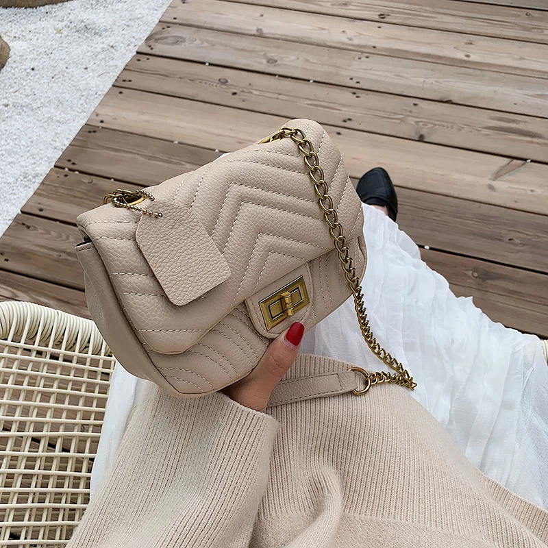 

Chain Thread Pattern Shoulder Bag Fashion Solid Color Slant Small Square Flap Bag Women Handbag Luxury Handbag Louis Brand CC