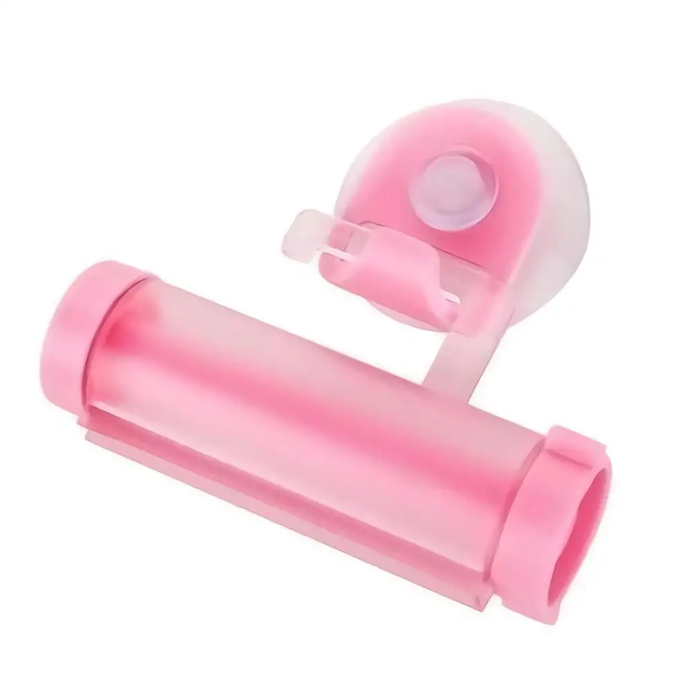Роликовый экструдер, диспенсер для зубной пасты, держатель на присоске, аксессуары для ванной комнаты, ручной диспенсер для шприца, гаджет - Цвет: Розовый