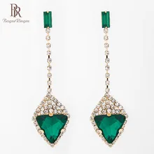 Bague Ringen высококачественные геометрические серебряные 925 ювелирные изделия Треугольные Серьги с драгоценными камнями для женщин великолепные изумрудно-зеленые вечерние серьги