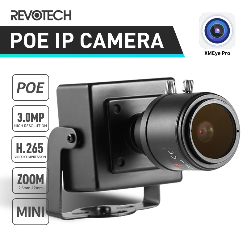 XMEye H.265 POE HD 3MP 2 8-12 мм ручной зум внутренняя IP-камера 1296P / 1080P Мини-Безопасность ONVIF P2P