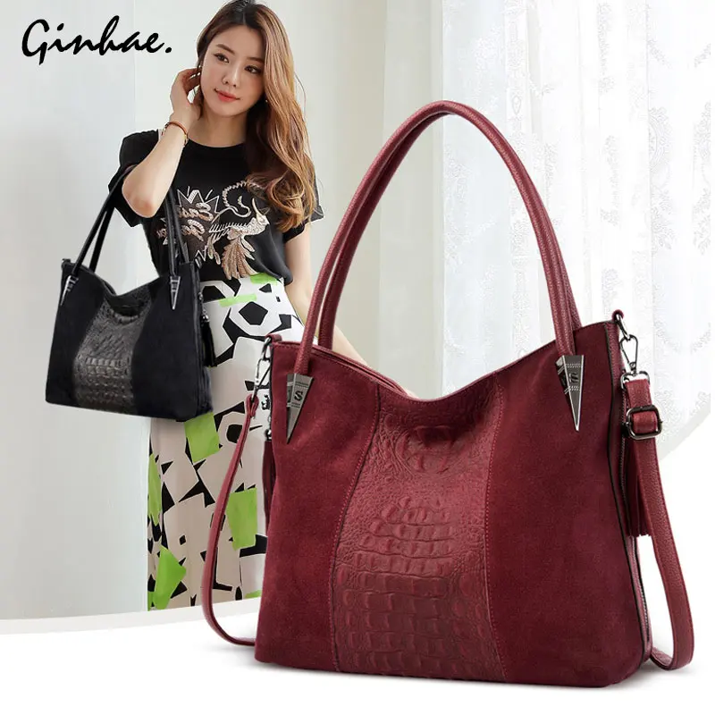 

2019 Fashion New Women Faux Suede Shoulder Bag Nubuck PU Leather Handbags Vintage Tassel Hobo Bags Female Casual Crossbody Bag