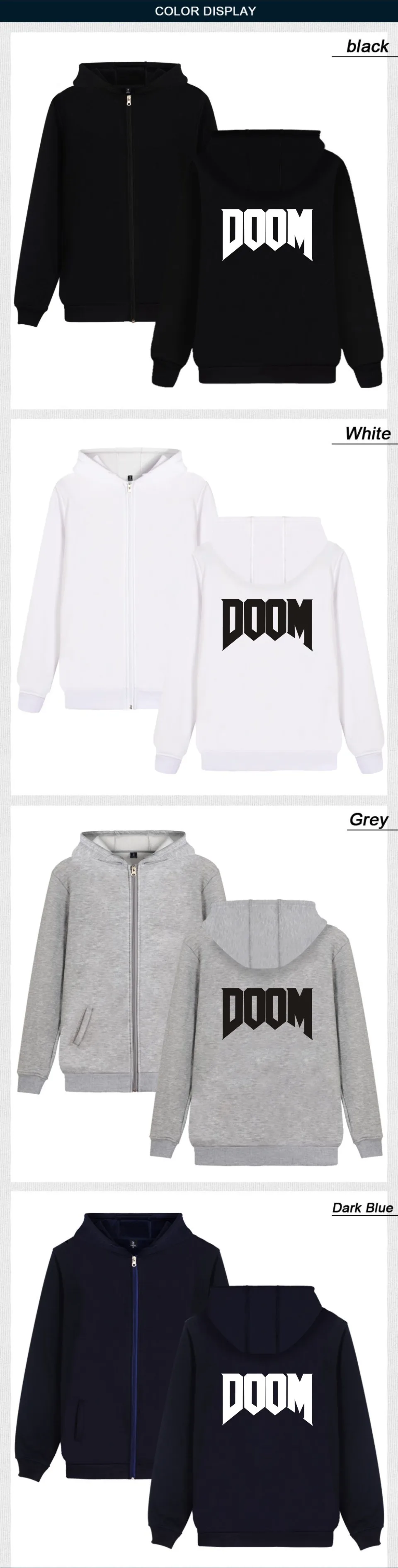Friday Clothing AliExpress Hot Models Doom Game Celebrity Style Printed Versatile Hooded Zipper Hoodie