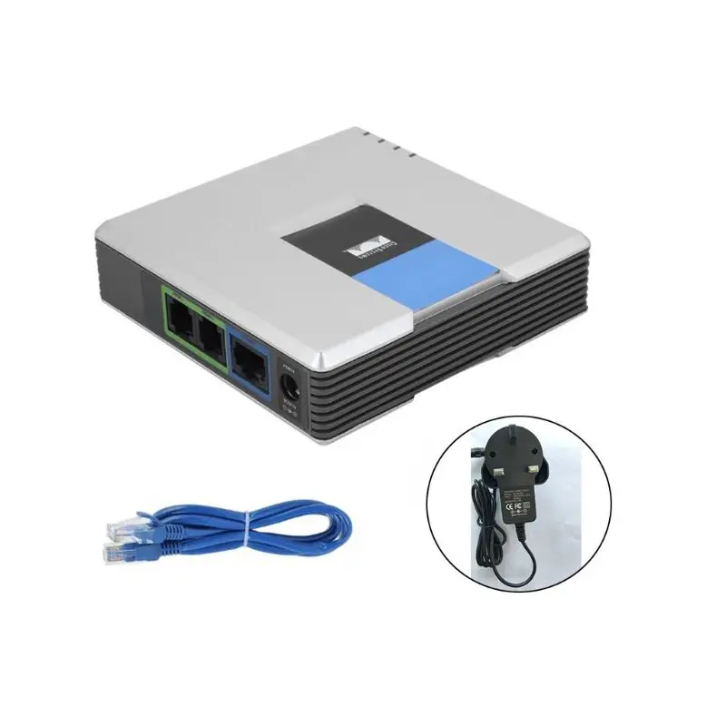 1 комплект VOIP шлюз 2 SIP порты V2 протокол Интернет Телефон речевой адаптер с сетевым кабелем для Linksys PAP2T AU/EU/US/UK Plug