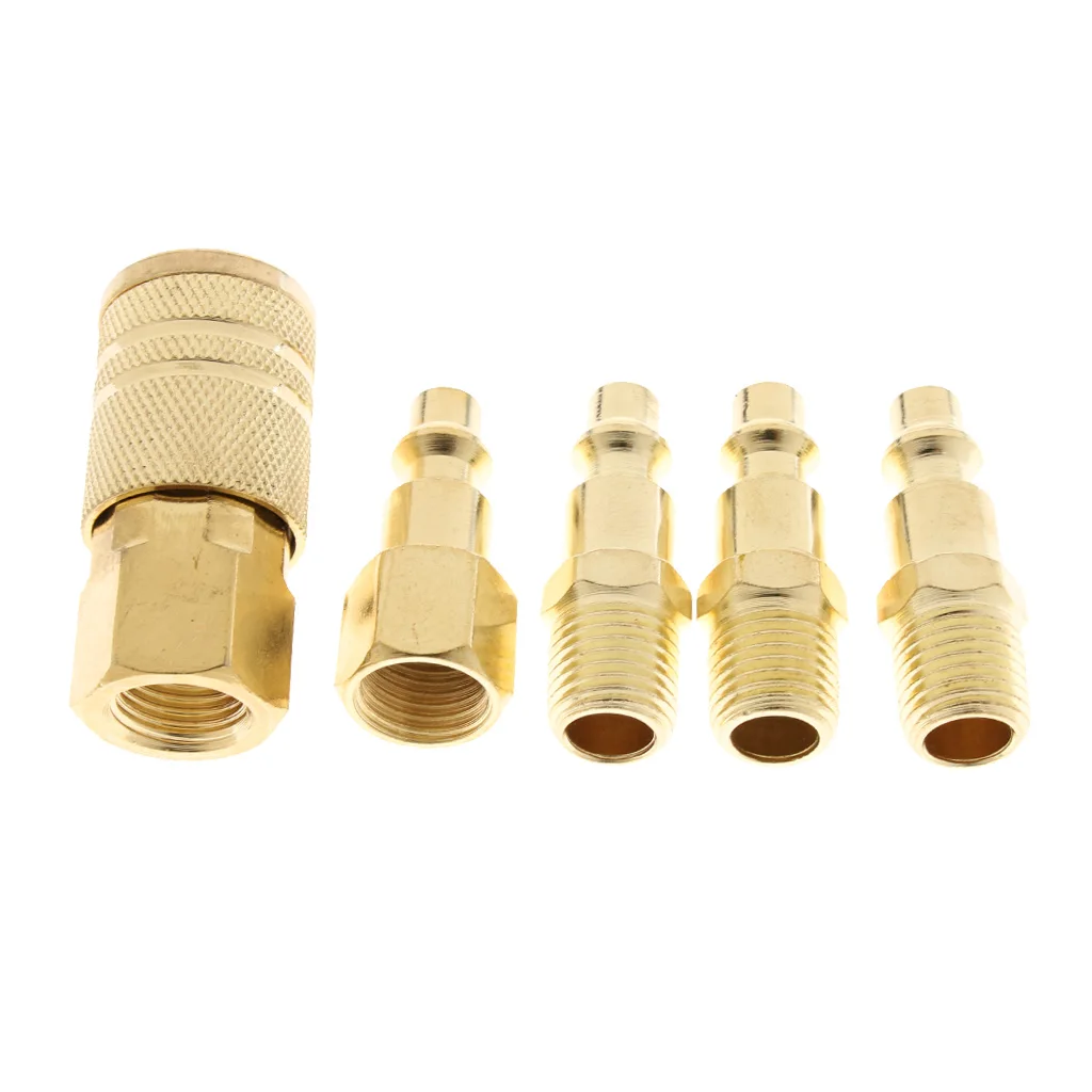 5 Pieces Premium Quick Coupler Set Air Hose Connector Fittings 1/4 inch Tools Plug, Easy to Install