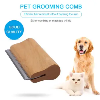 

2020 Pet Hair Removal Comb Solid Wood Handle Stainless Steel Edges Dog Grooming Comb Hair Deshedding Comb Brush For Cat Dog