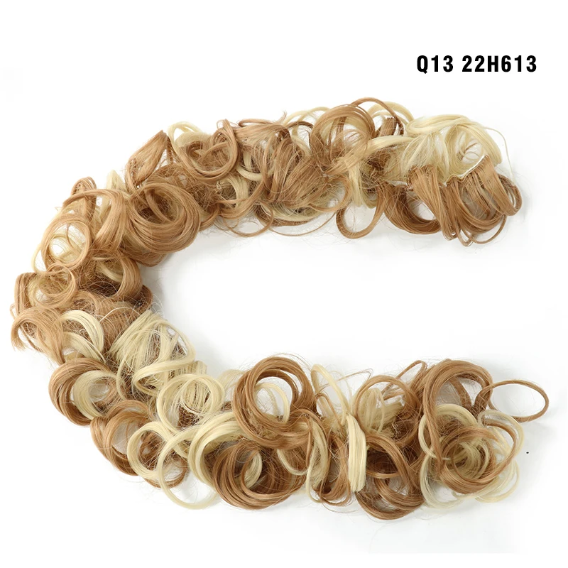 Женский кудрявый пучок шиньон эластичная лента синтетический шиньон с зажимом для наращивания волос черный коричневый высокотемпературные волокна поддельные волосы - Цвет: Q13 22H613