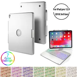 Вращение на 360 градусов для iPad Pro 2018 12,9 чехол для планшета Folio Stand 7 цветов с подсветкой Беспроводная клавиатура автоматическое