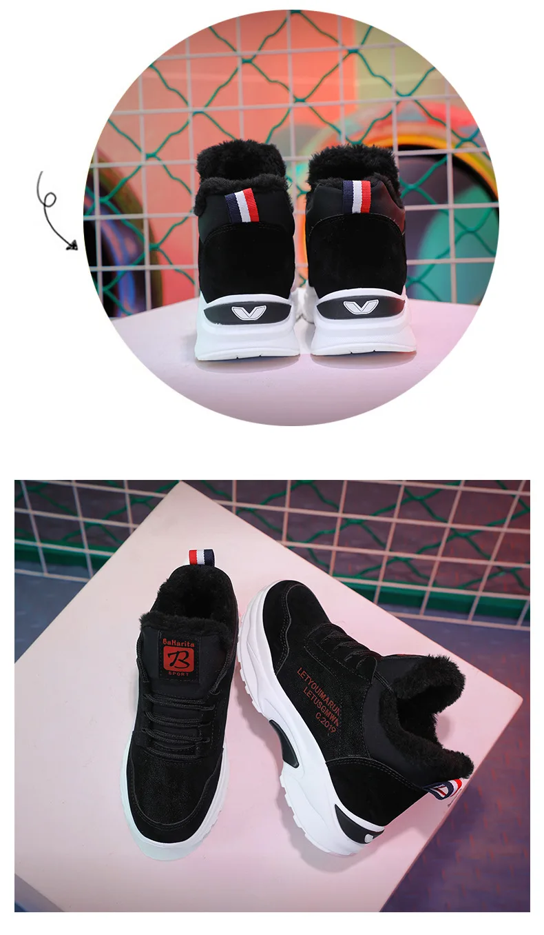 SWONCO/зимние черные женские кроссовки с хлопковой подкладкой и мехом; коллекция года; женская повседневная обувь; кроссовки на платформе; зимние ботинки; ботильоны