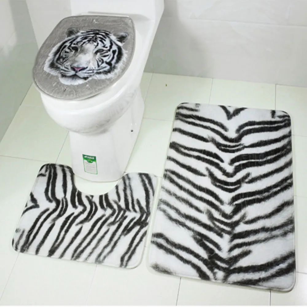Товары для дома на нескользящей подошве Декор 3 шт./компл. Тигр с леопардовым принтом, штаны для маленьких девочек, ковер туалет коврик для ванной коврик для ног Ванная комната прочный