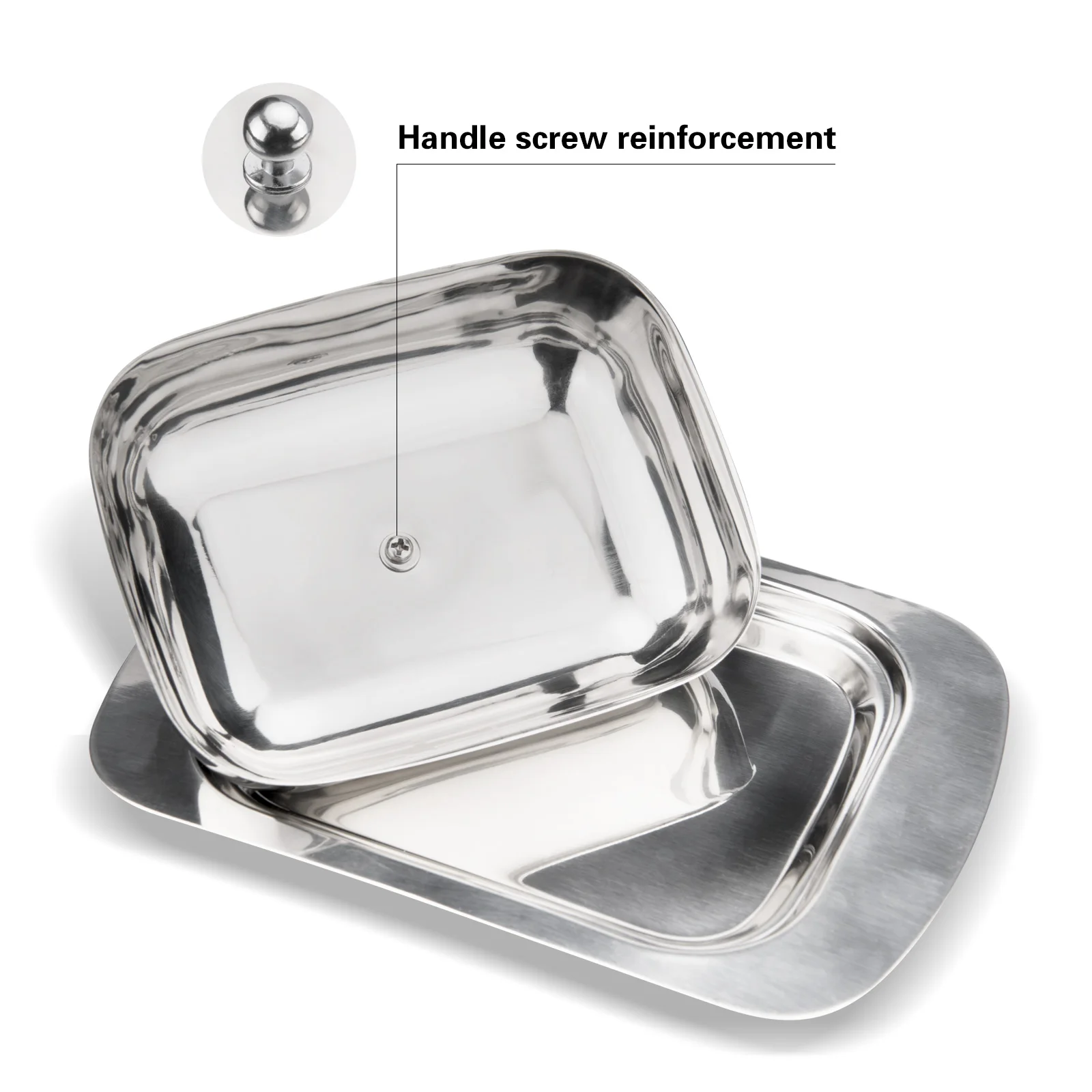 Butter Dish Stainless Steel Plates Stainless Steel Acrylic Material Square Oiler Butter Plates for Food Butter Box Dish with Lid Oil Lubricator