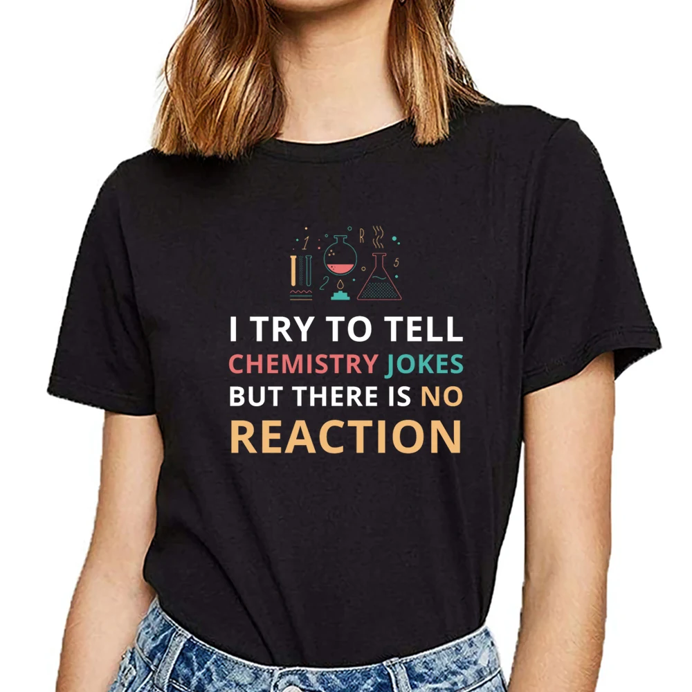 Женская футболка с надписью i try to tell chemistry j Basic черная Хлопковая женская