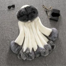 Большие размеры для женщин пальто с мехом зимняя куртка из искусственного меха норки пальто длинное пальто, тонкое, с подкладкой, с капюшоном, с хлопковой подкладкой пальто с мехом