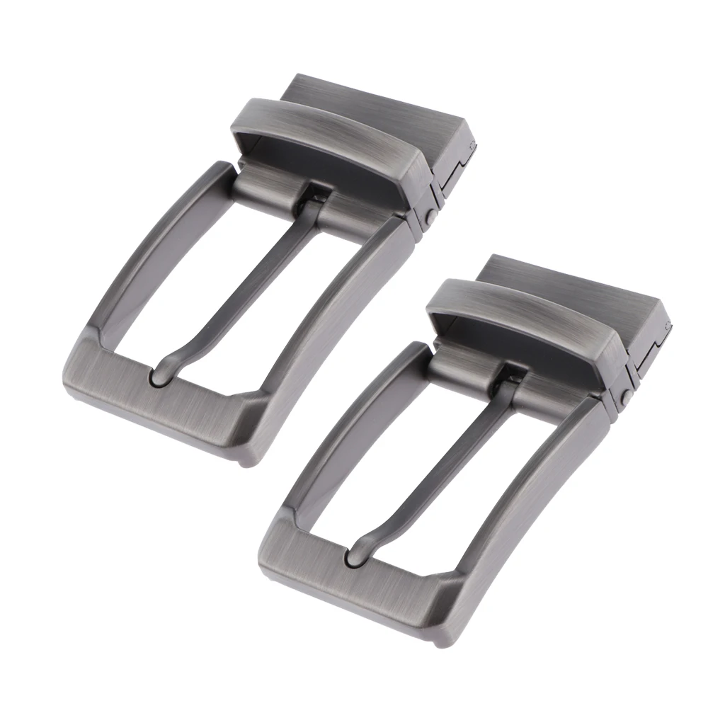 Alloy Reversible Belt Buckle Replacement - Pack of 2 - Single Prong Rectangular Pin Belt Buckle for 1.3-1.34 inch Strap