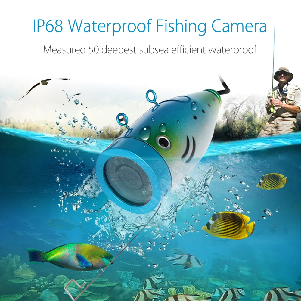 Eyoyo EF07 7"in HD 1000TVL Underwater Fish Finder Fishing Video Camera Waterproof IP68 12pcs White LED Infrared Lamp For Ice/Sea