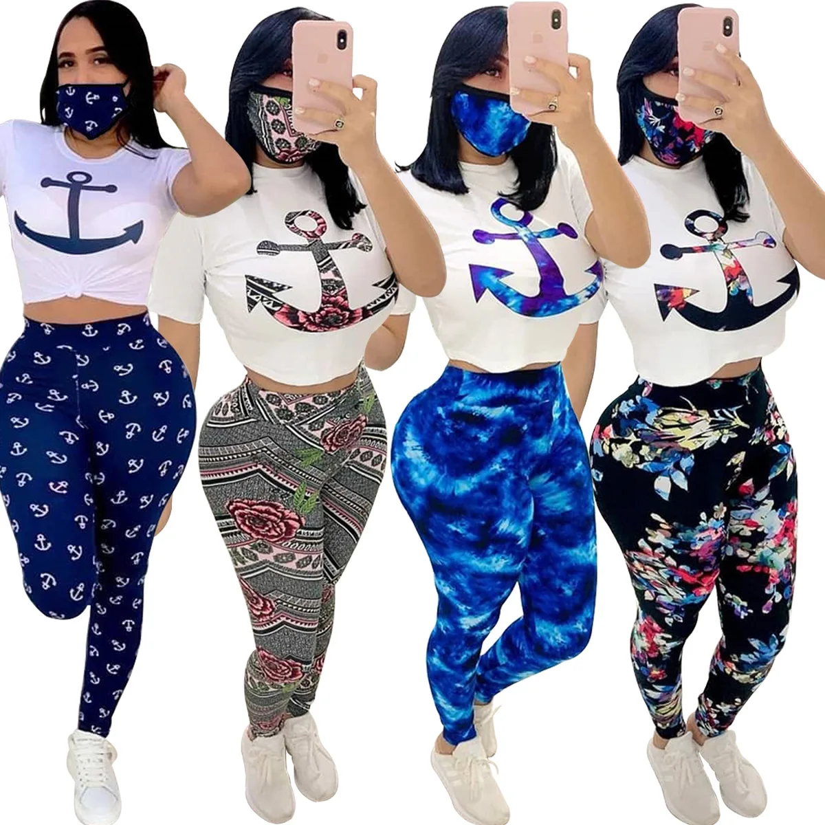 

2020 Summer Women's Suit European and American Hot Style Model Short Sleeved Round Neck Casual Fashion Clothes