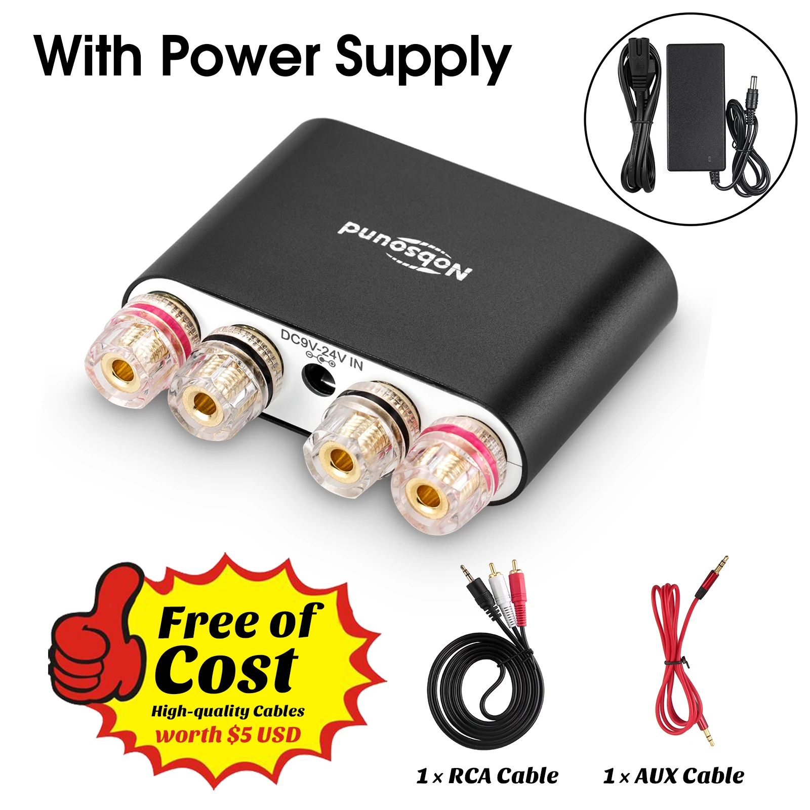 2021 Nobsound Hi-Fi Digital Amplifiers Stereo Mini DSP Bluetooth 5.0 Home Audio Desktop Power Amplifier 50W*2 Black 