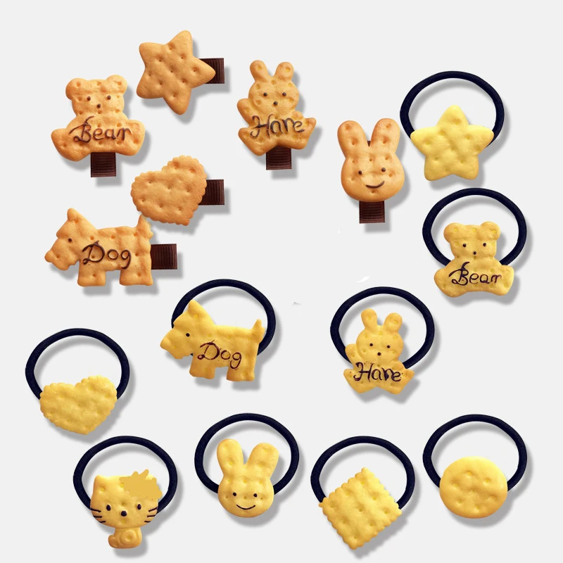 

Girls Biscuits Shape Elastic Hairpin Cute Bear Rabbit Dog Hair Clip Headbands Hairclip Kids Scrunchy Hair Band Hair Accessories