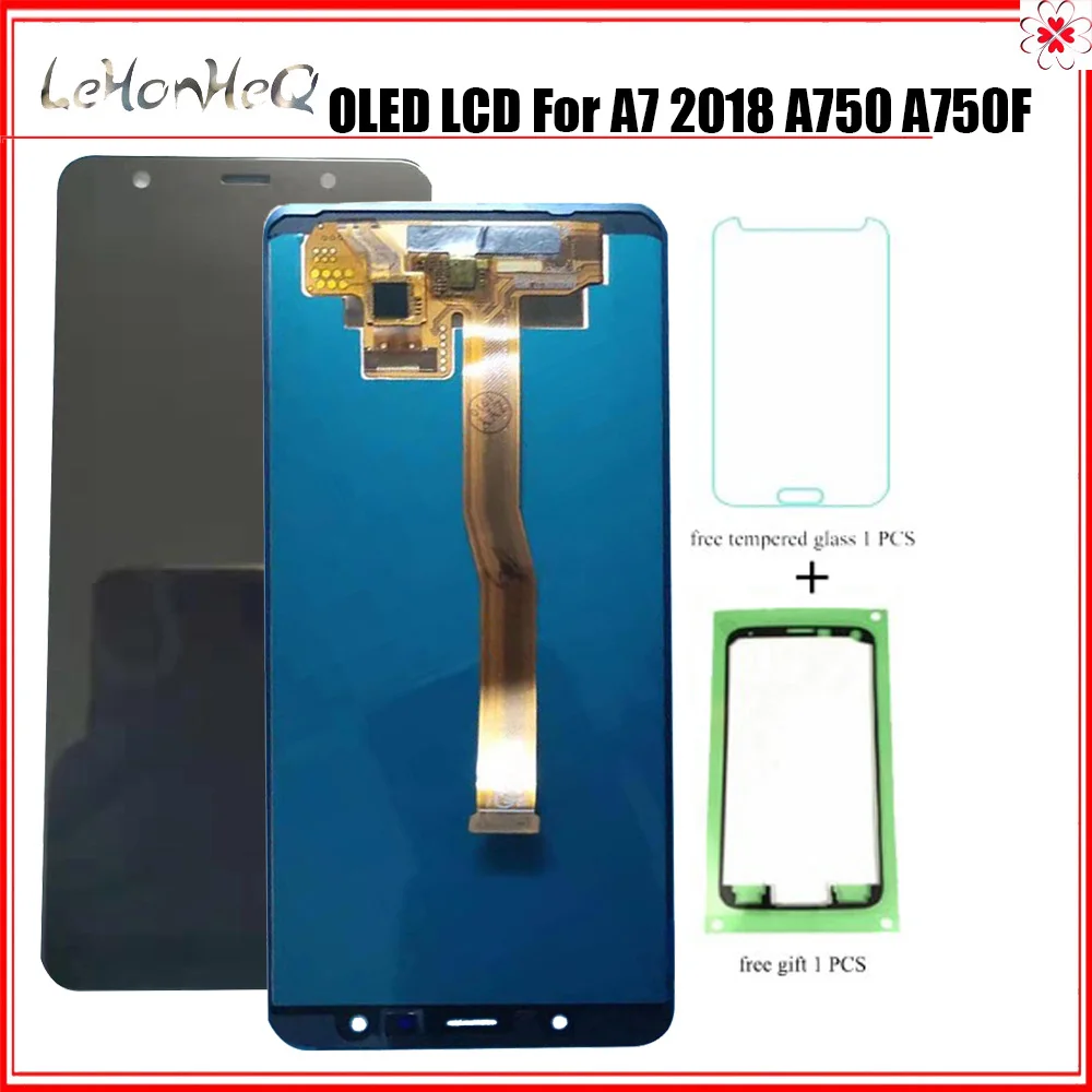 Тест OLED ЖК дисплей для Samsung Galaxy A7 2018 A750 A750F SM A750FN сенсорный экран дигитайзер в