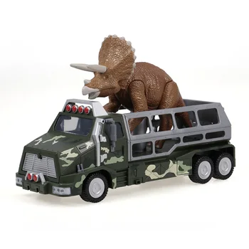 

Awesome Simulate Dinosaurs Transport Animal Carrier Truck Toy Dilophosaurus Pull Back Dinosaur Cars Gift for Kids