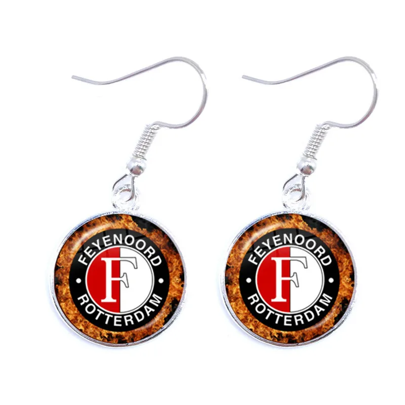 4 Feyenoord Роттердамские футбольные Клубные серьги стеклянные кабошоны футбольные лиги логотип Футбол Клубное Ювелирное Украшение для женщин футбольные фанаты подарок - Окраска металла: 4