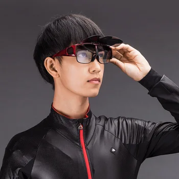 

Rock brothers flip travel glasses cover lens polarizing windproof sand proof outdoor leisure riding glasses full of myopia