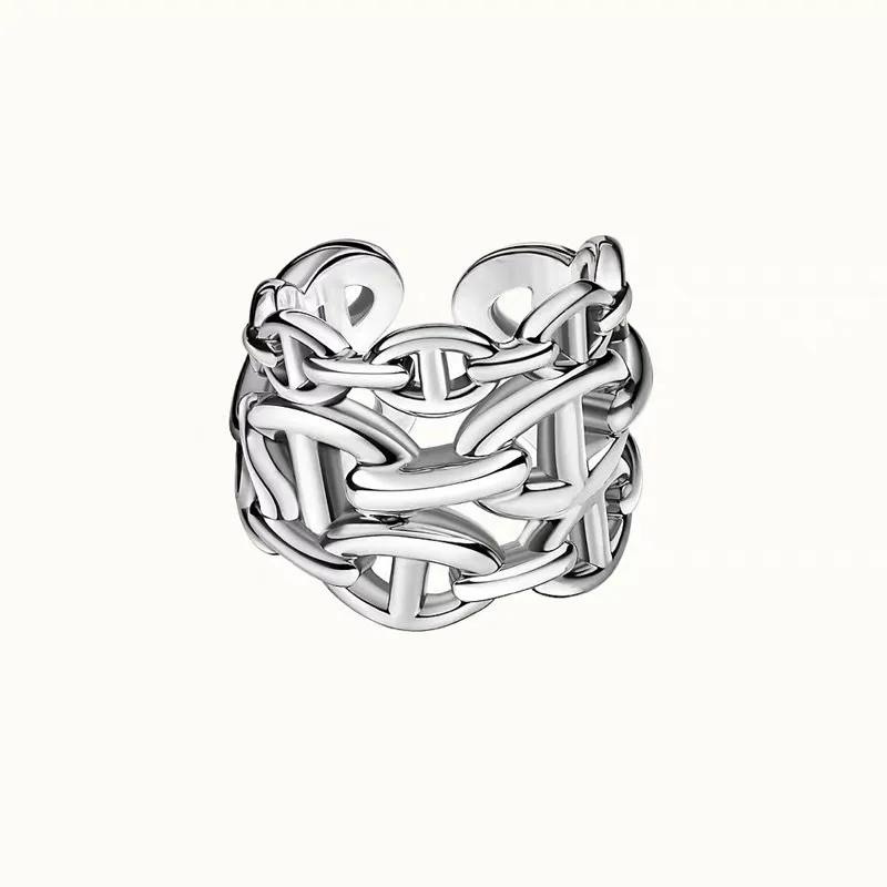 Three Layers Silver Peri'sBox 2 вида конструкций с вырезами, трехслойные кольца на цепочке, многозвенные нестандартные Открытые Кольца для женщин, минималистичные кольца, регулируемые - Цвет основного камня: Three Layers Silver