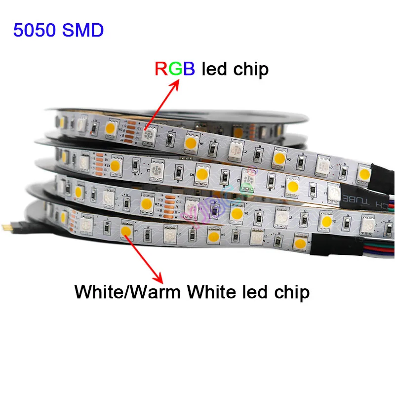 

5m RGBW RGBWW LED Strip light,DC12V 24V SMD 5050 60leds/M Flexible RGB +( White/Warm White) RGB+CCT SMD 5050 led strip