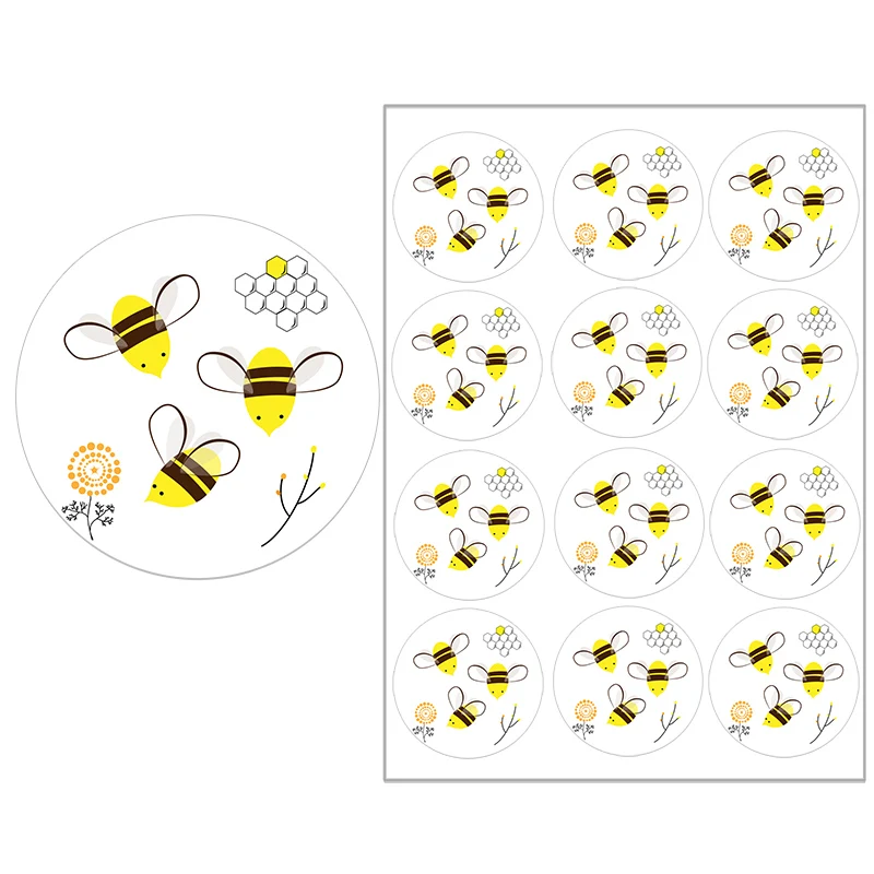 1.8inch Honey Pot Cover Stickers Bee Sweet Honey Round Seal Sticker Labels Party Gift Decoraion White Paper Background Stickers 