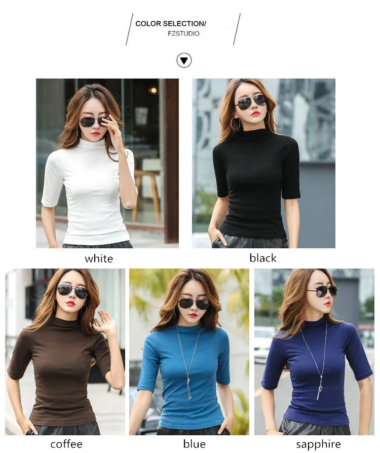 MRMT 2023 Marke Neue frauen T-sh Nahen Ärmeln Körper Abnehmen Frauen T-sh für Frau Semi-Hohen kragen Dünne Tops T280_voghion.com